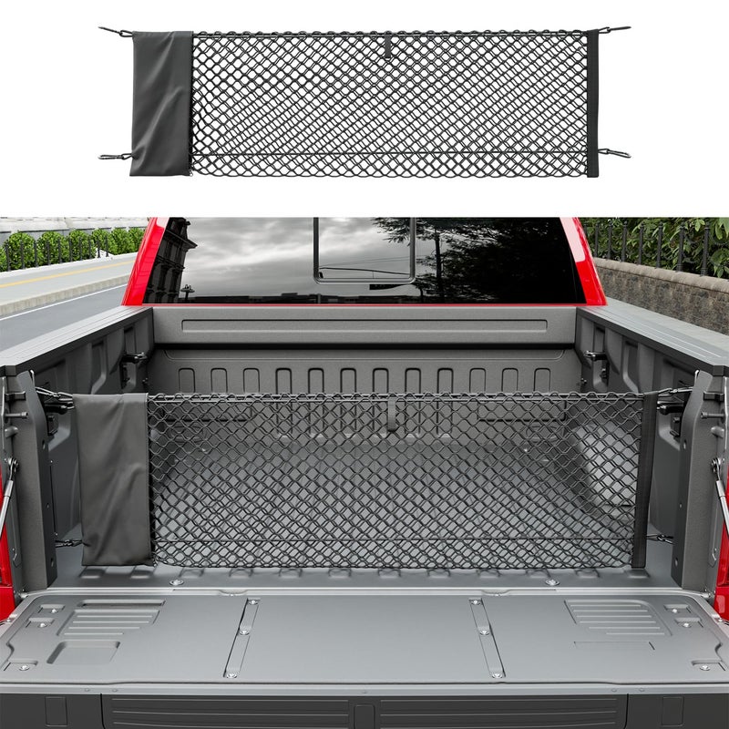 xipoqix شبكة شحن لسرير الشاحنة xipoqix مقاس 49.21 × 18.11 بوصة متوافقة مع 2015-2025 Ford F150 Truck Bed Organizer شبكة بديلة لملحقات Ford F-150 2015-2025 - Image 1